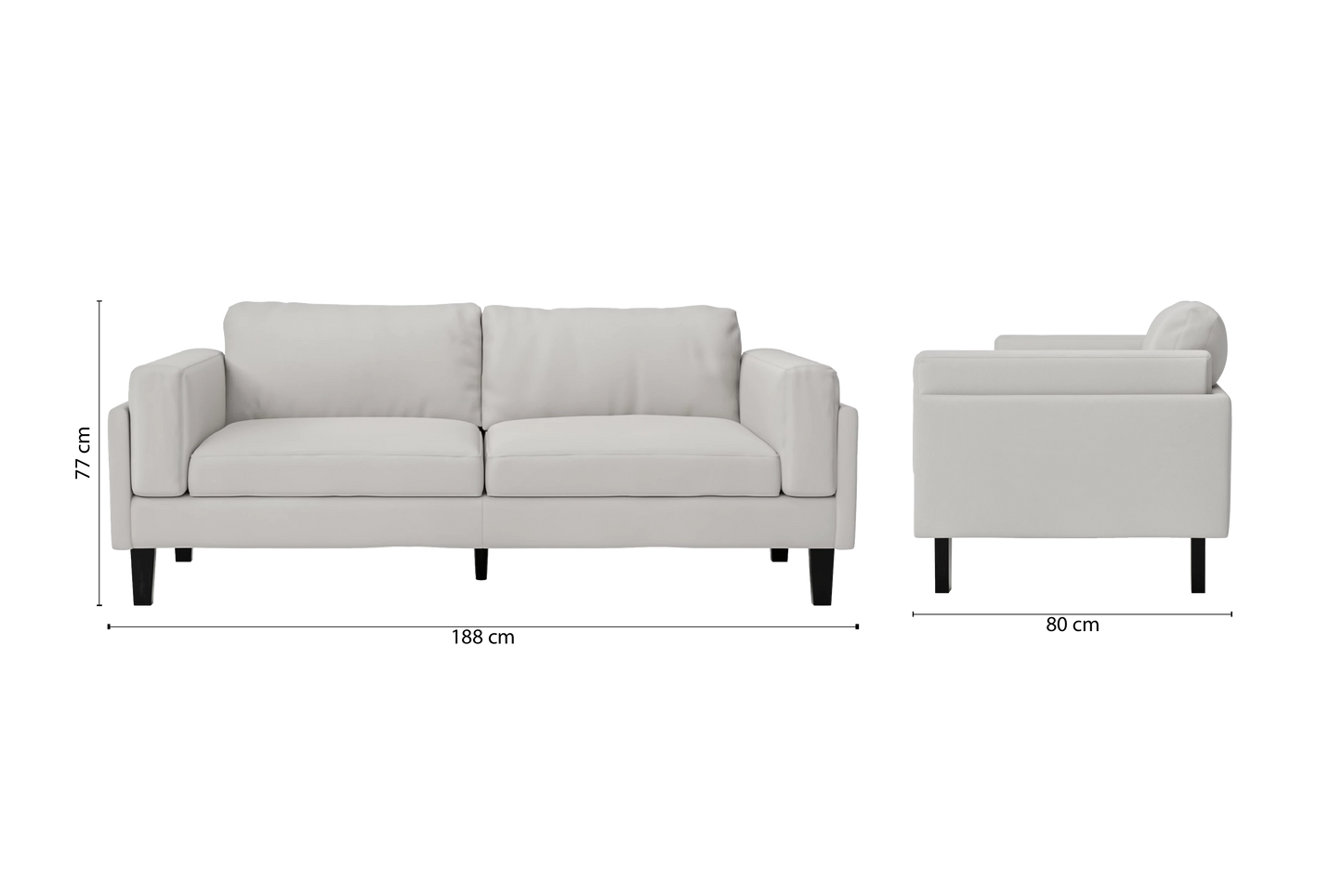 Alseno 3 Seater Sofa White Leather