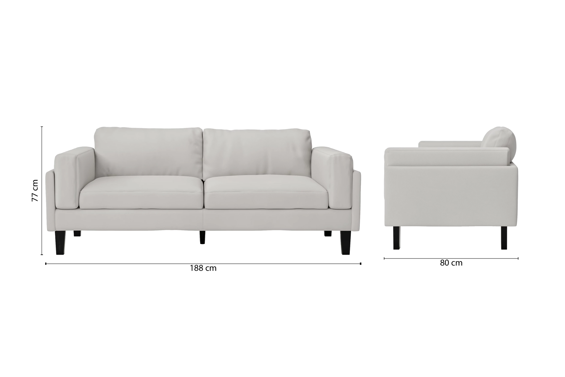 Alseno 3 Seater Sofa White Leather