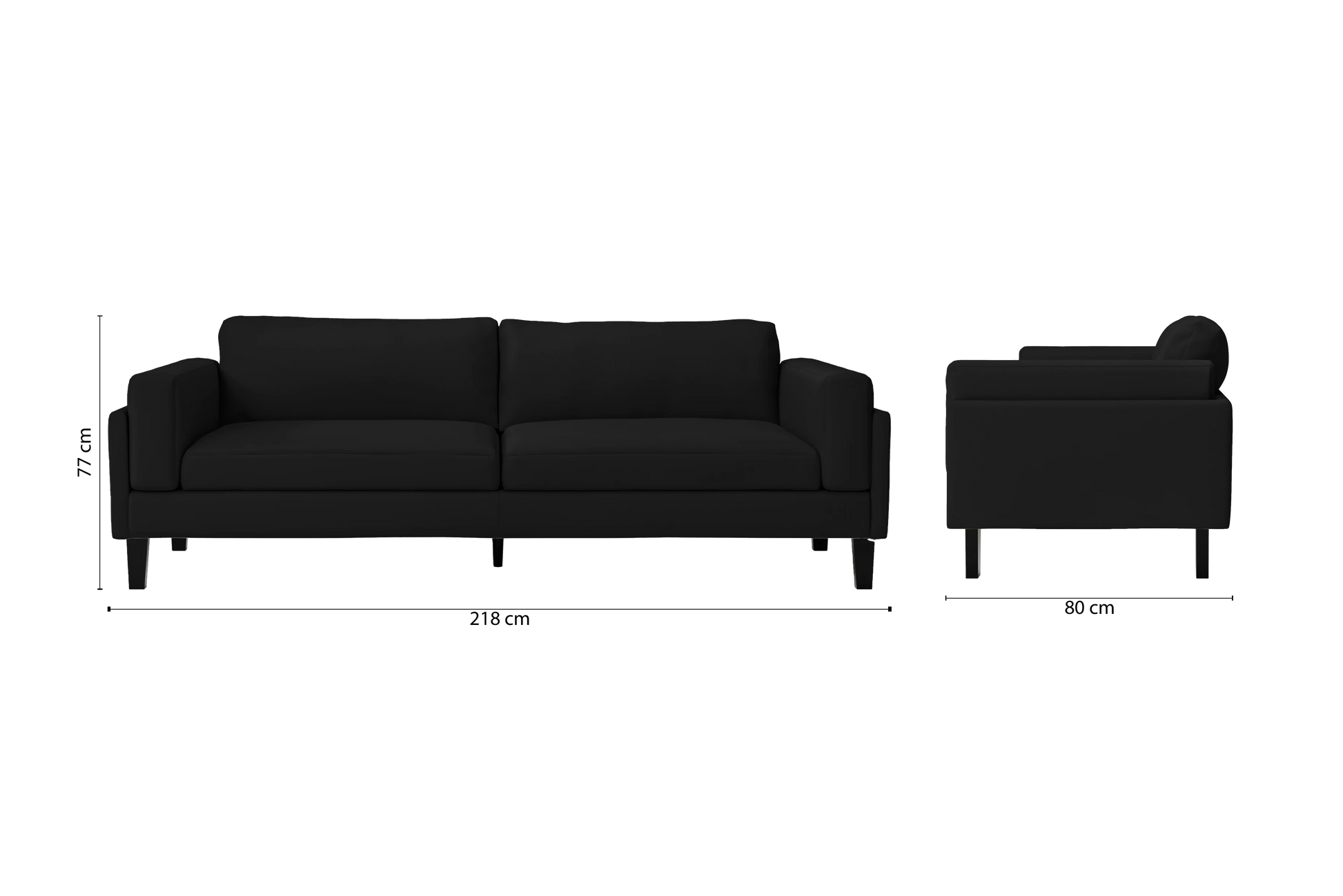 Alseno 4 Seater Sofa Black Leather