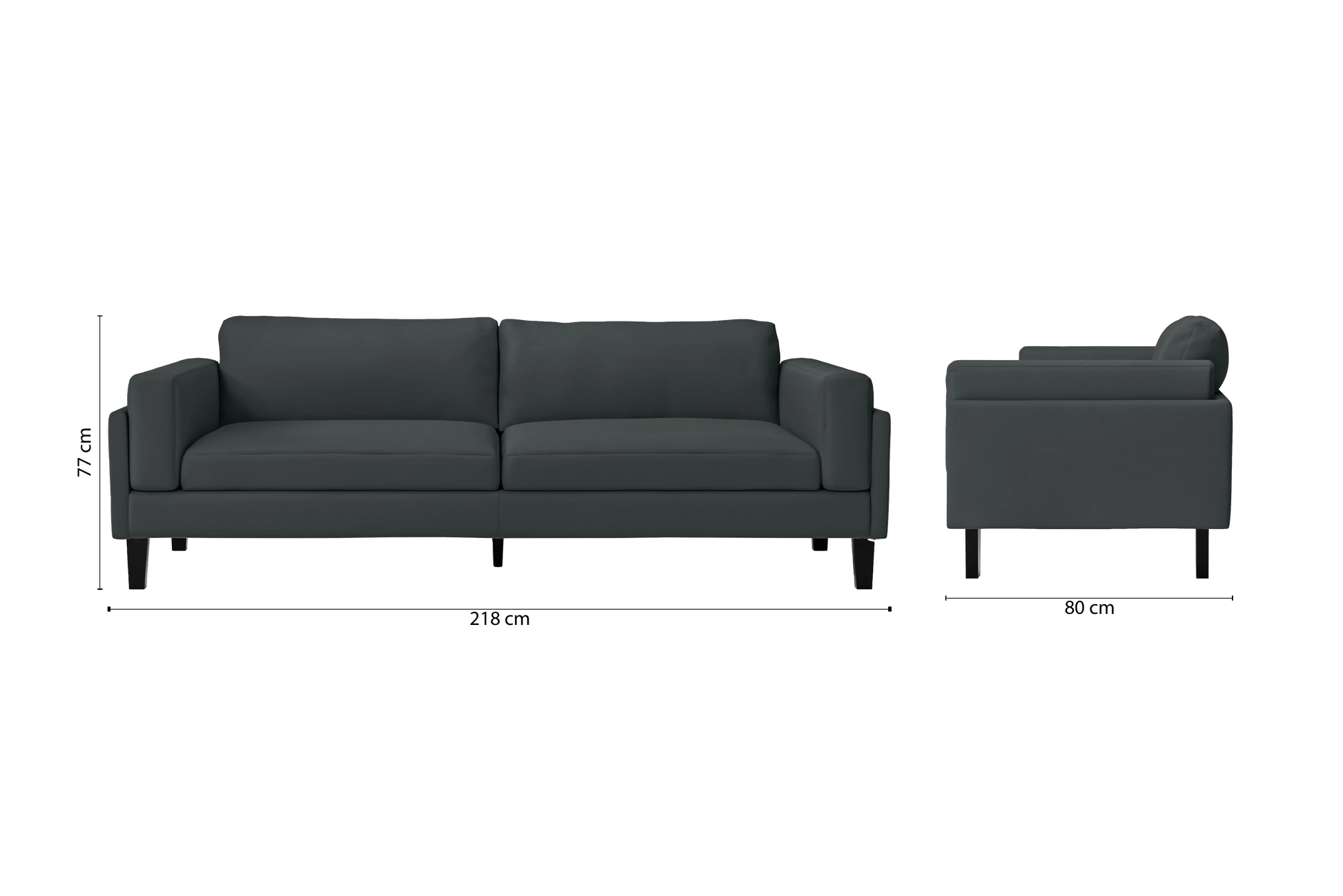 Alseno 4 Seater Sofa Slate Leather