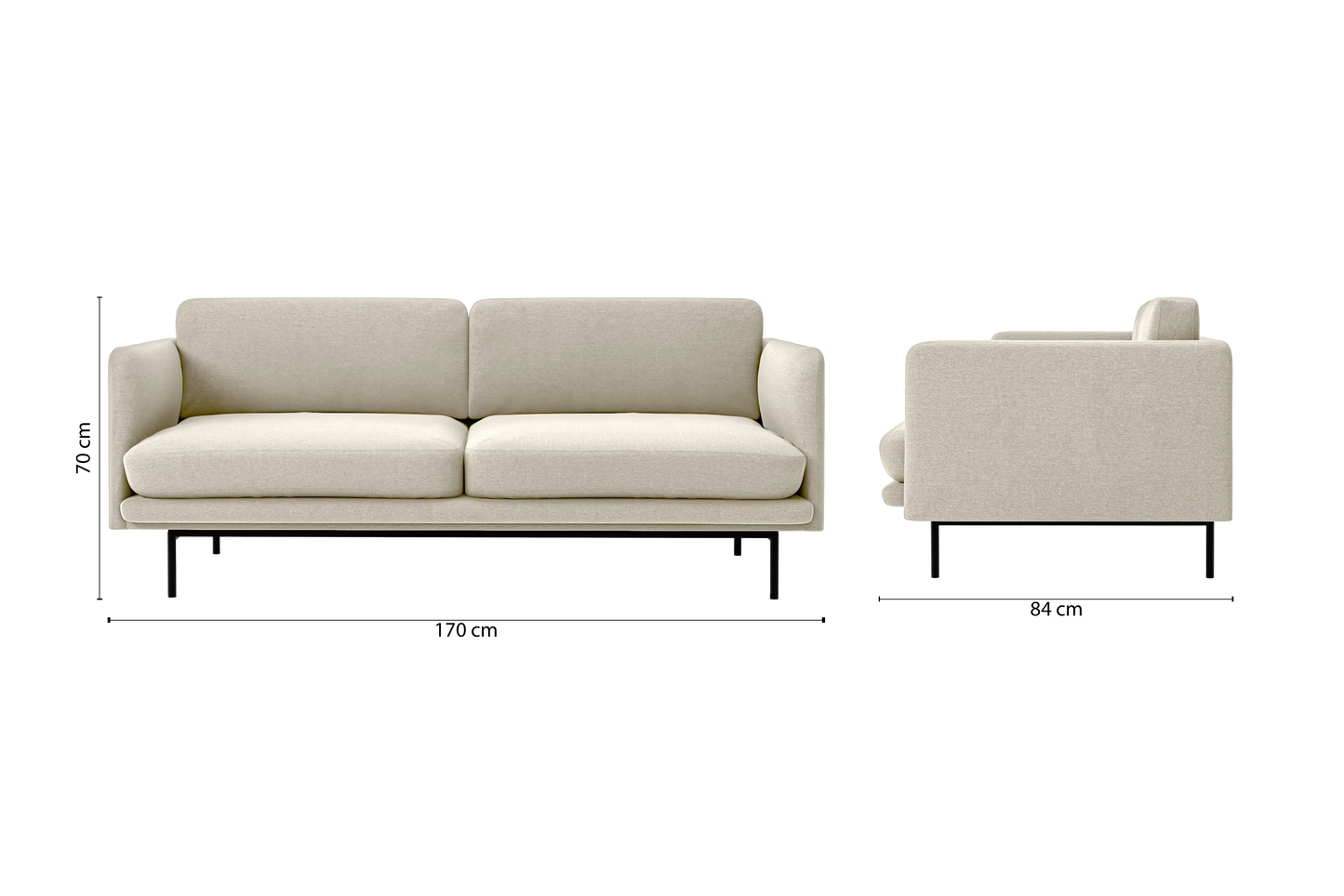 Ancona 2 Seater Sofa Cream Linen Fabric