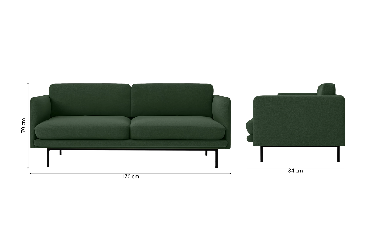 Ancona 2 Seater Sofa Forest Green Linen Fabric