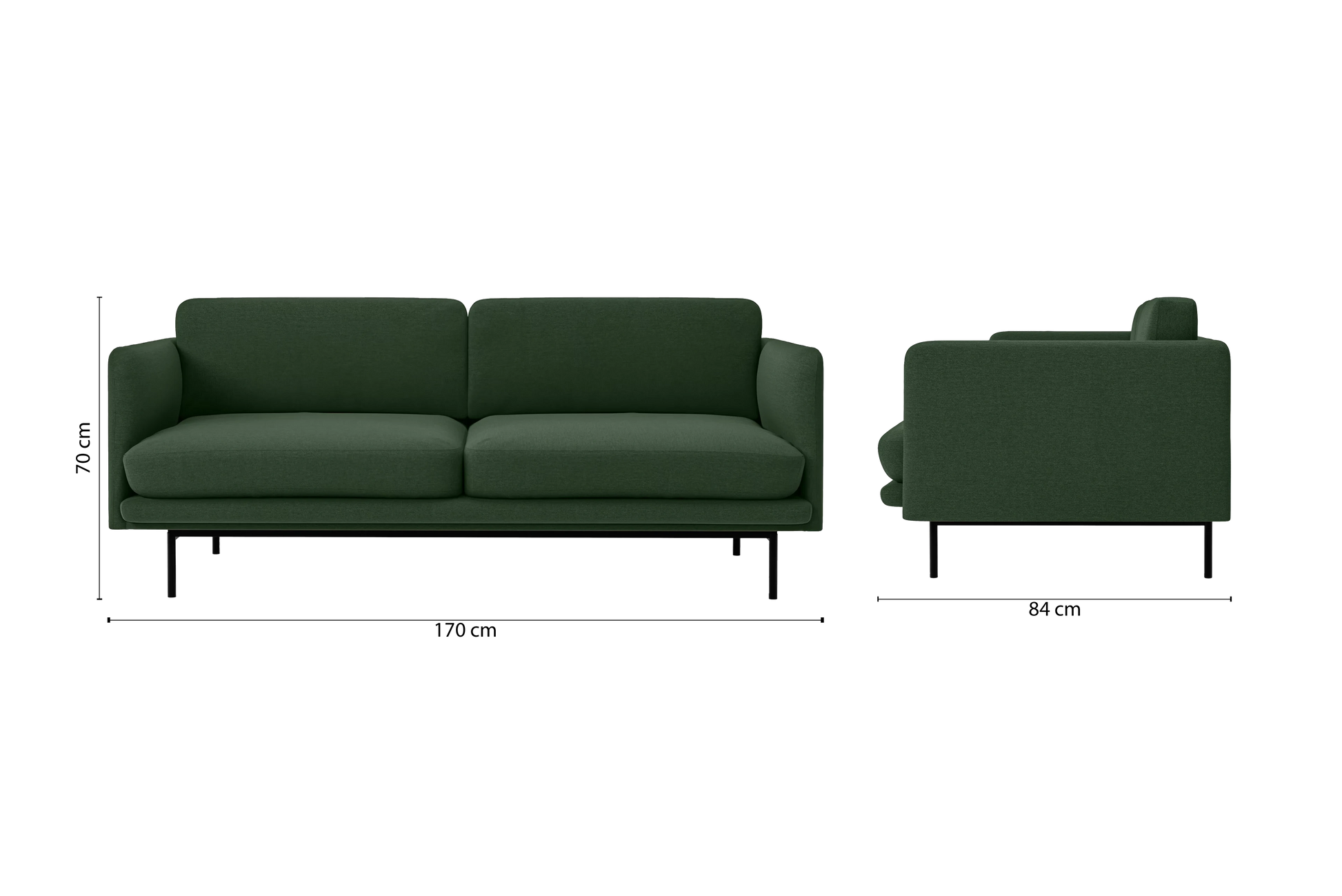 Ancona 2 Seater Sofa Forest Green Linen Fabric