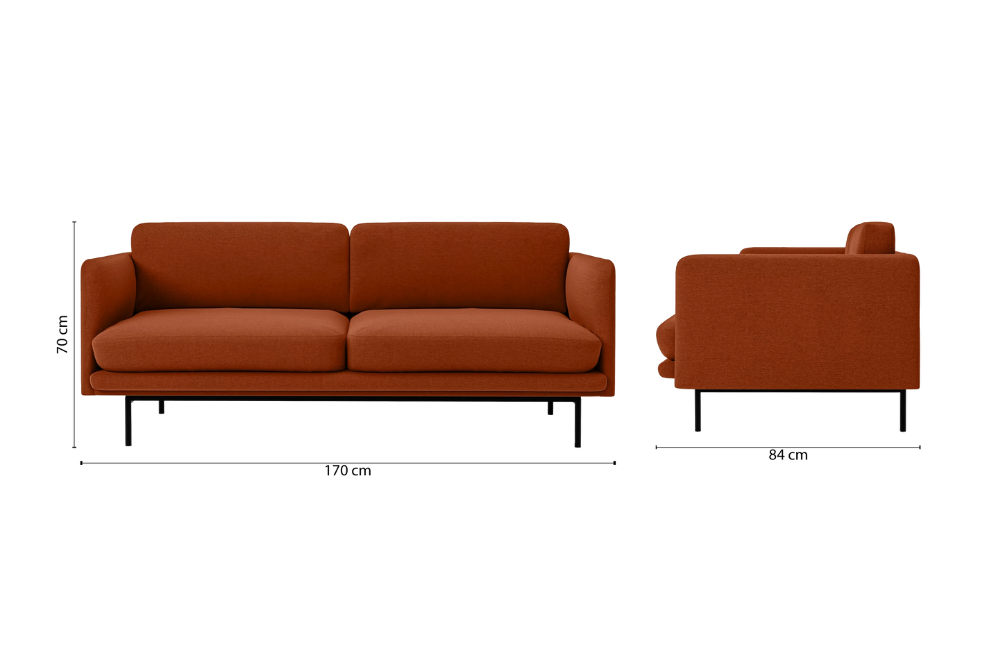 Ancona 2 Seater Sofa Orange Linen Fabric