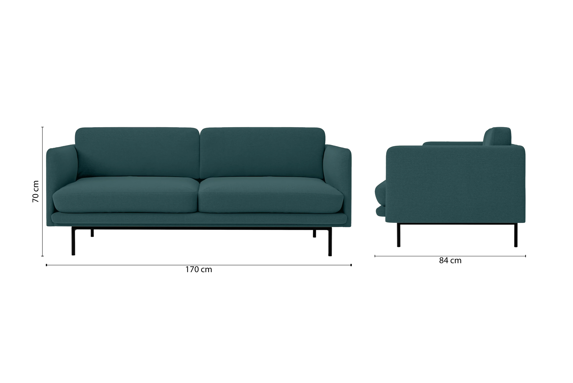 Ancona 2 Seater Sofa Teal Linen Fabric