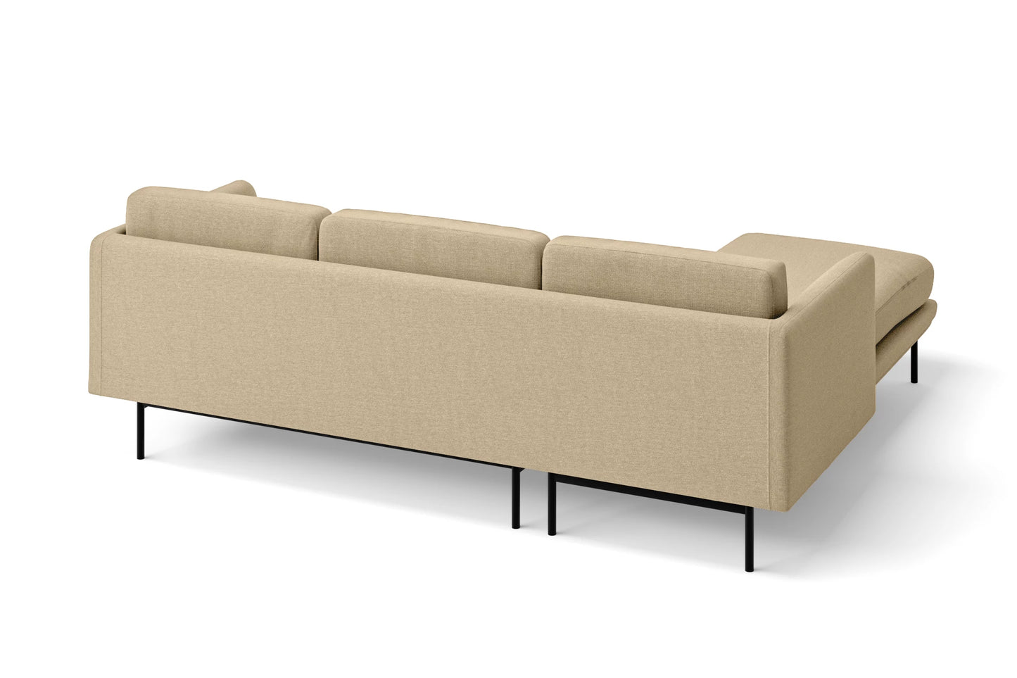 Ancona 3 Seater Left Hand Facing Chaise Lounge Corner Sofa Beige Linen Fabric