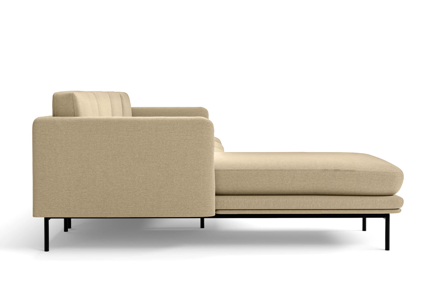 Ancona 3 Seater Left Hand Facing Chaise Lounge Corner Sofa Beige Linen Fabric