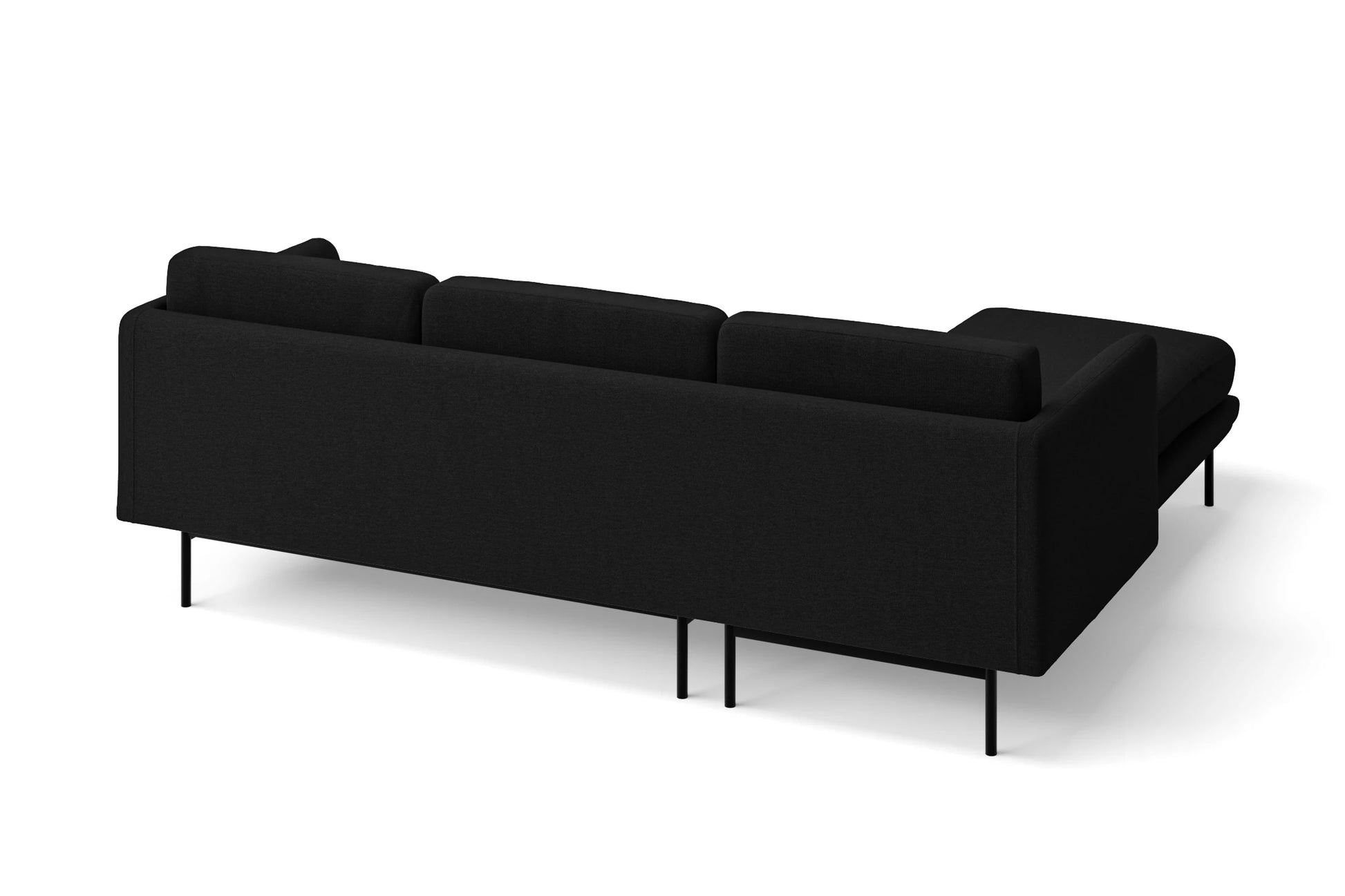 Ancona 3 Seater Left Hand Facing Chaise Lounge Corner Sofa Black Linen Fabric