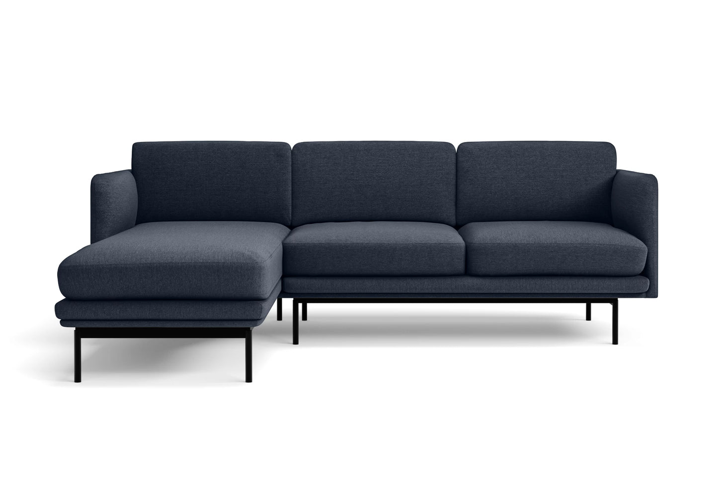 Ancona 3 Seater Left Hand Facing Chaise Lounge Corner Sofa Dark Blue Linen Fabric