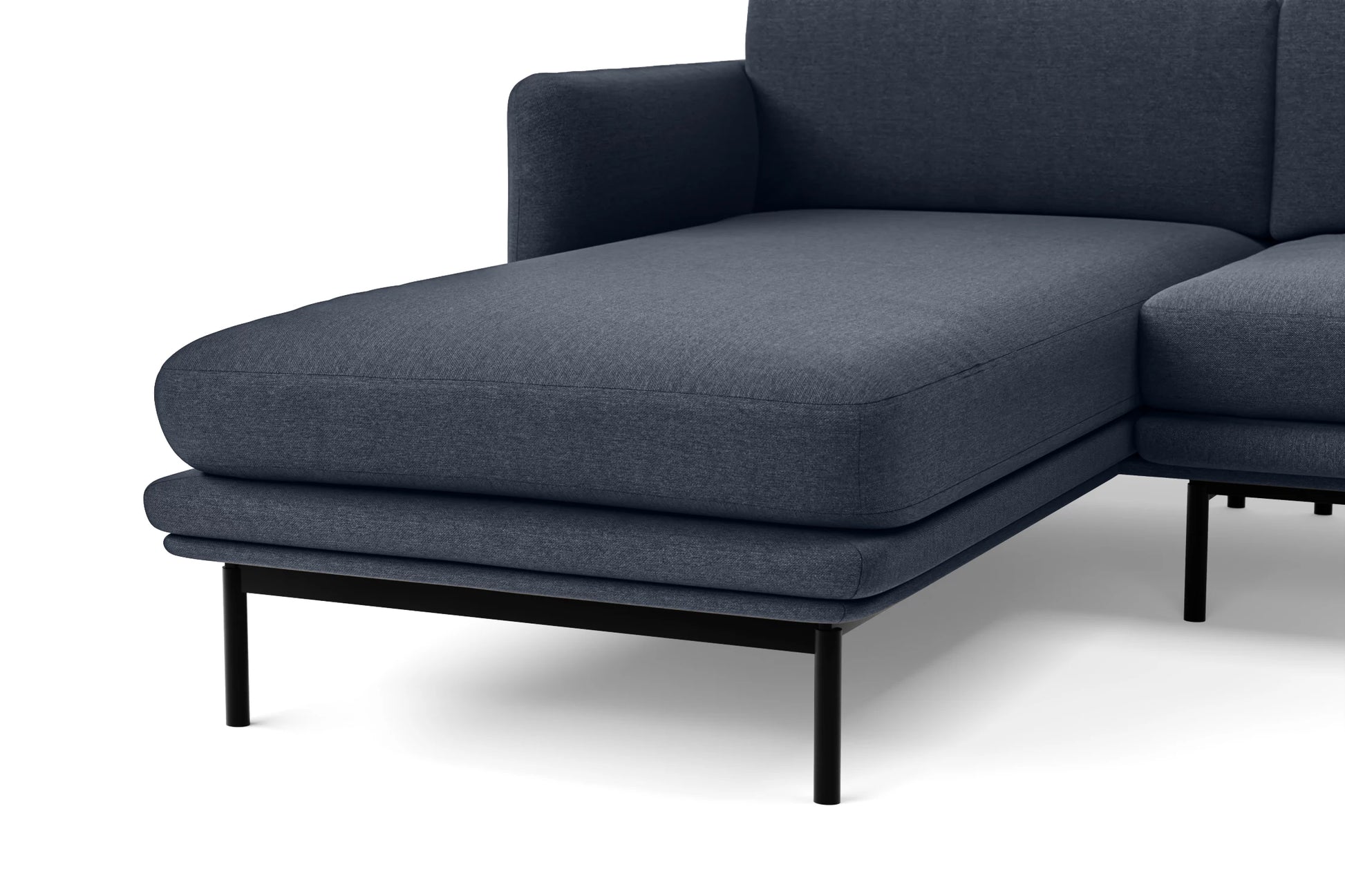 Ancona 3 Seater Left Hand Facing Chaise Lounge Corner Sofa Dark Blue Linen Fabric