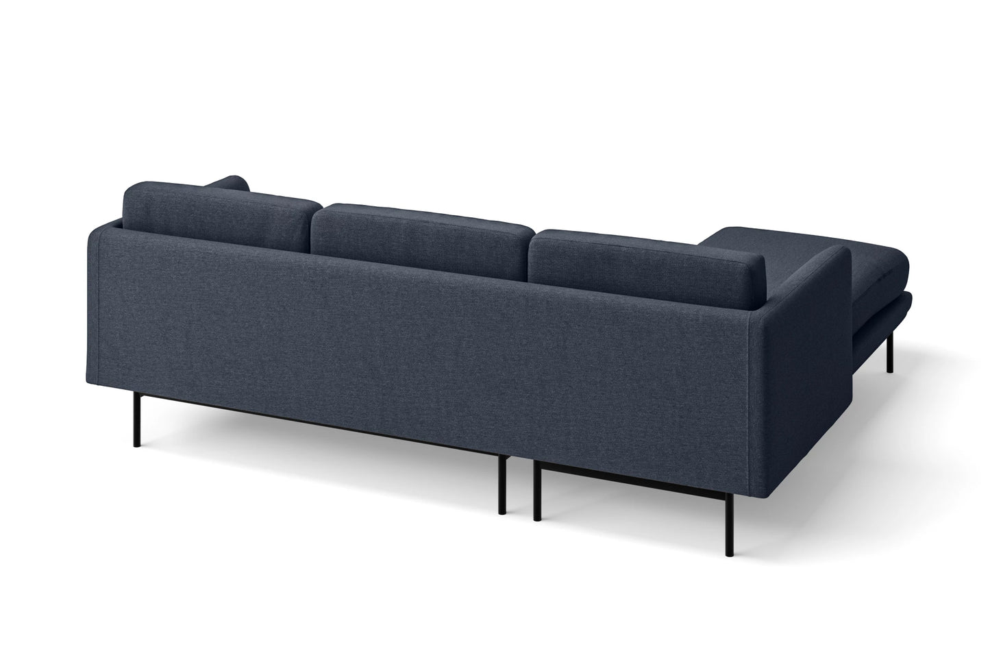 Ancona 3 Seater Left Hand Facing Chaise Lounge Corner Sofa Dark Blue Linen Fabric