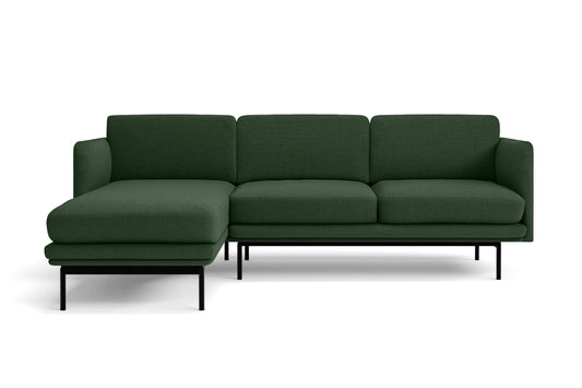 Ancona 3 Seater Left Hand Facing Chaise Lounge Corner Sofa Forest Green Linen Fabric