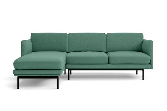 Ancona 3 Seater Left Hand Facing Chaise Lounge Corner Sofa Mint Green Linen Fabric