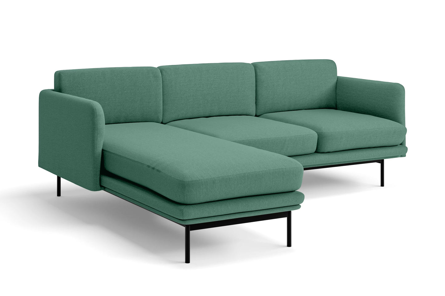 Ancona 3 Seater Left Hand Facing Chaise Lounge Corner Sofa Mint Green Linen Fabric