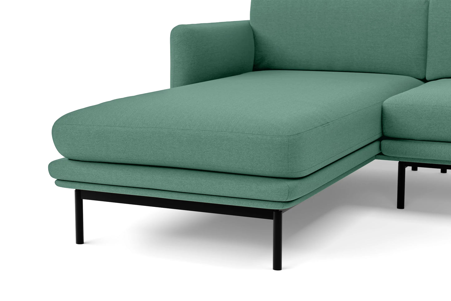 Ancona 3 Seater Left Hand Facing Chaise Lounge Corner Sofa Mint Green Linen Fabric