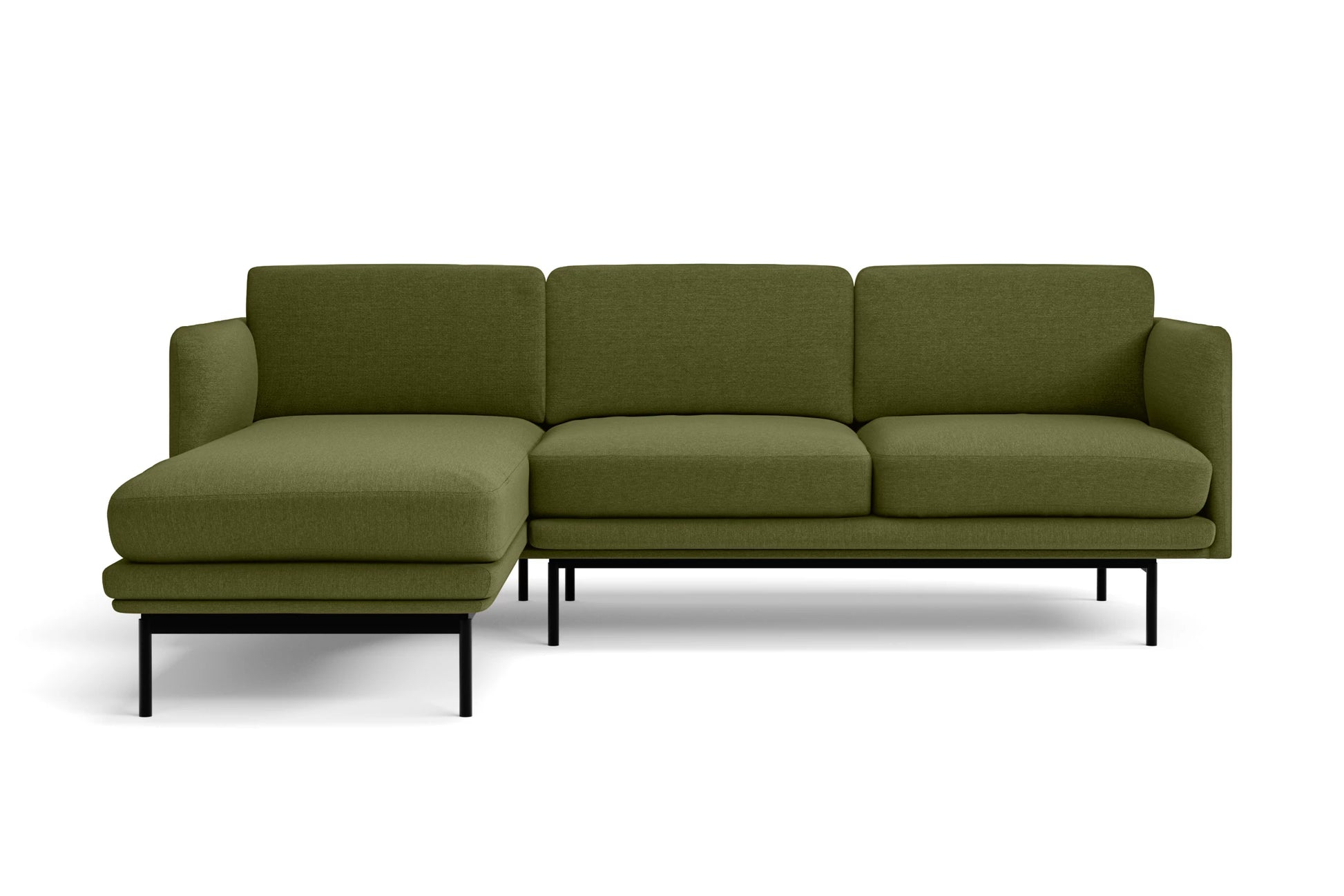 Ancona 3 Seater Left Hand Facing Chaise Lounge Corner Sofa Olive Linen Fabric