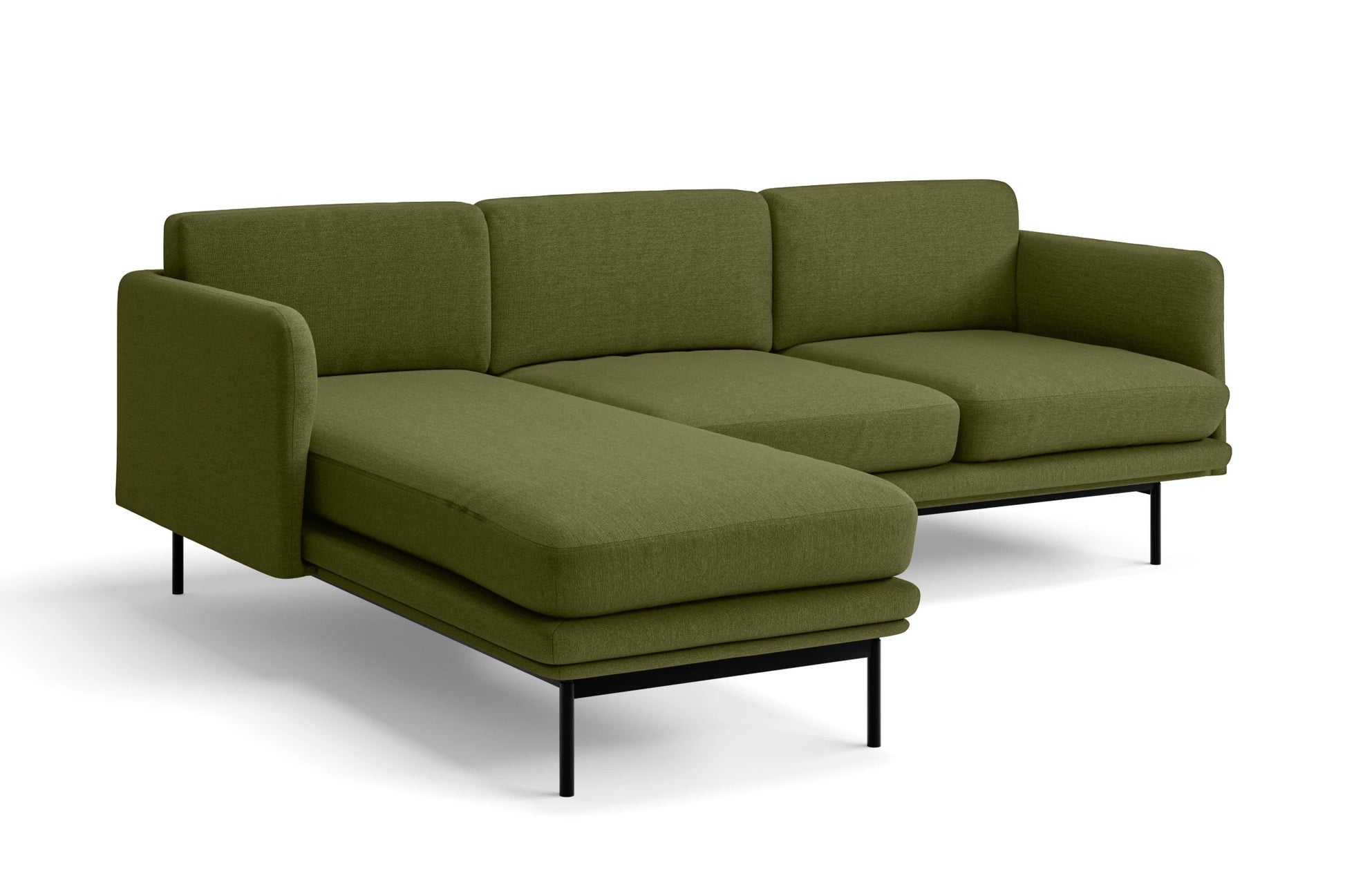 Ancona 3 Seater Left Hand Facing Chaise Lounge Corner Sofa Olive Linen Fabric