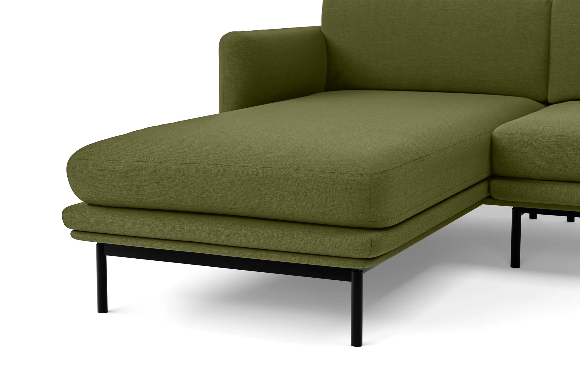 Ancona 3 Seater Left Hand Facing Chaise Lounge Corner Sofa Olive Linen Fabric