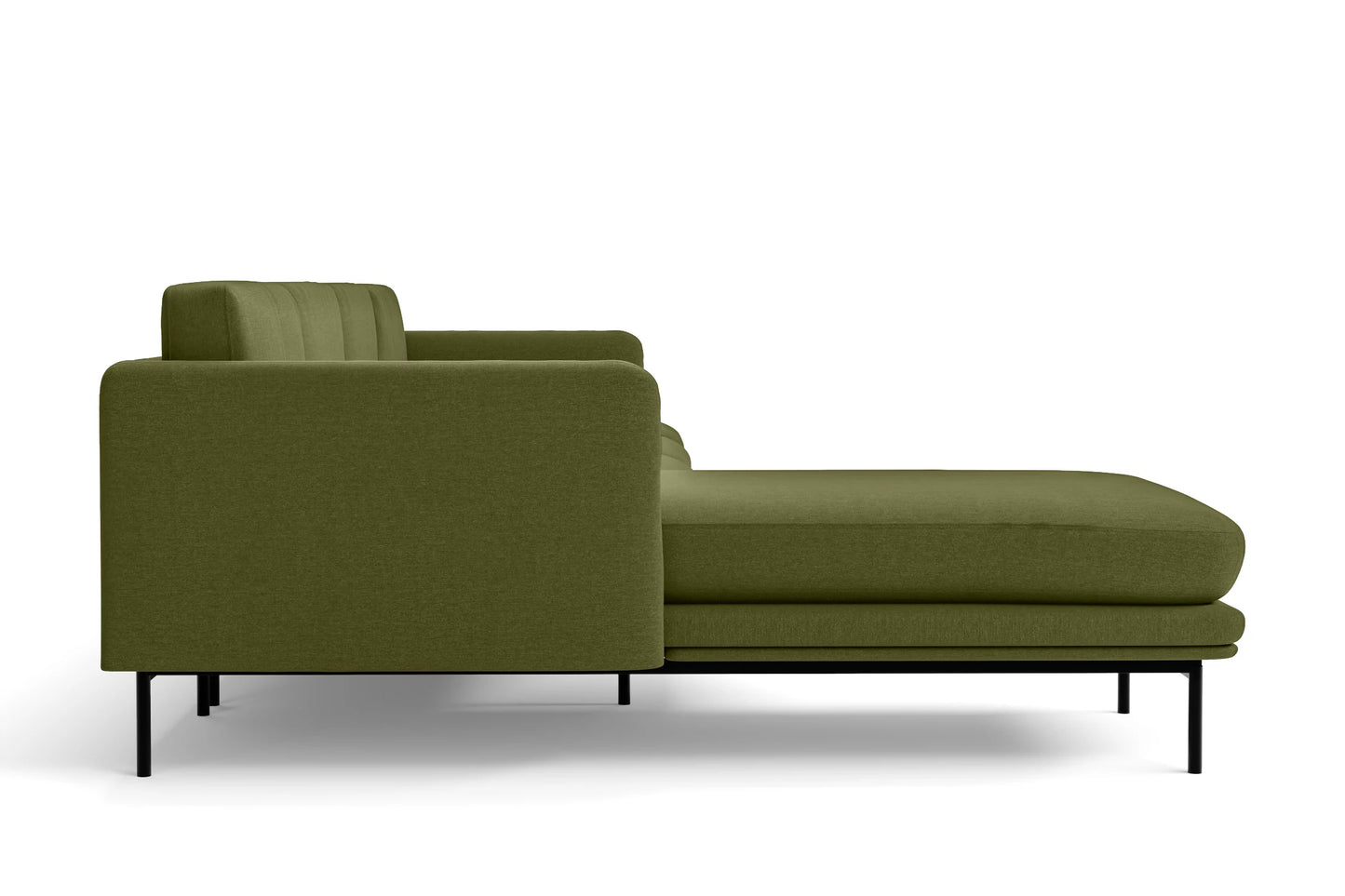 Ancona 3 Seater Left Hand Facing Chaise Lounge Corner Sofa Olive Linen Fabric