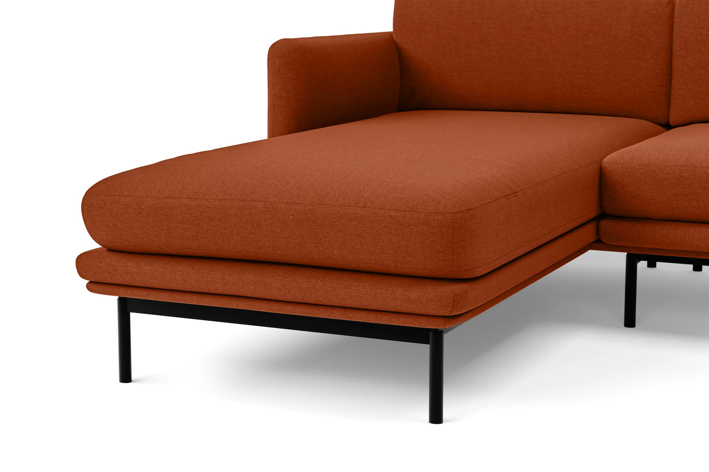 Ancona 3 Seater Left Hand Facing Chaise Lounge Corner Sofa Orange Linen Fabric