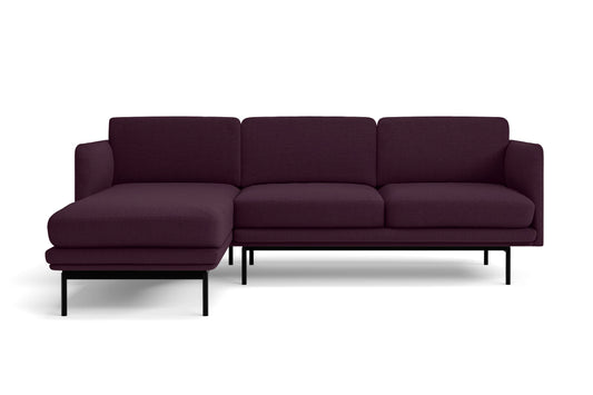 Ancona 3 Seater Left Hand Facing Chaise Lounge Corner Sofa Purple Linen Fabric