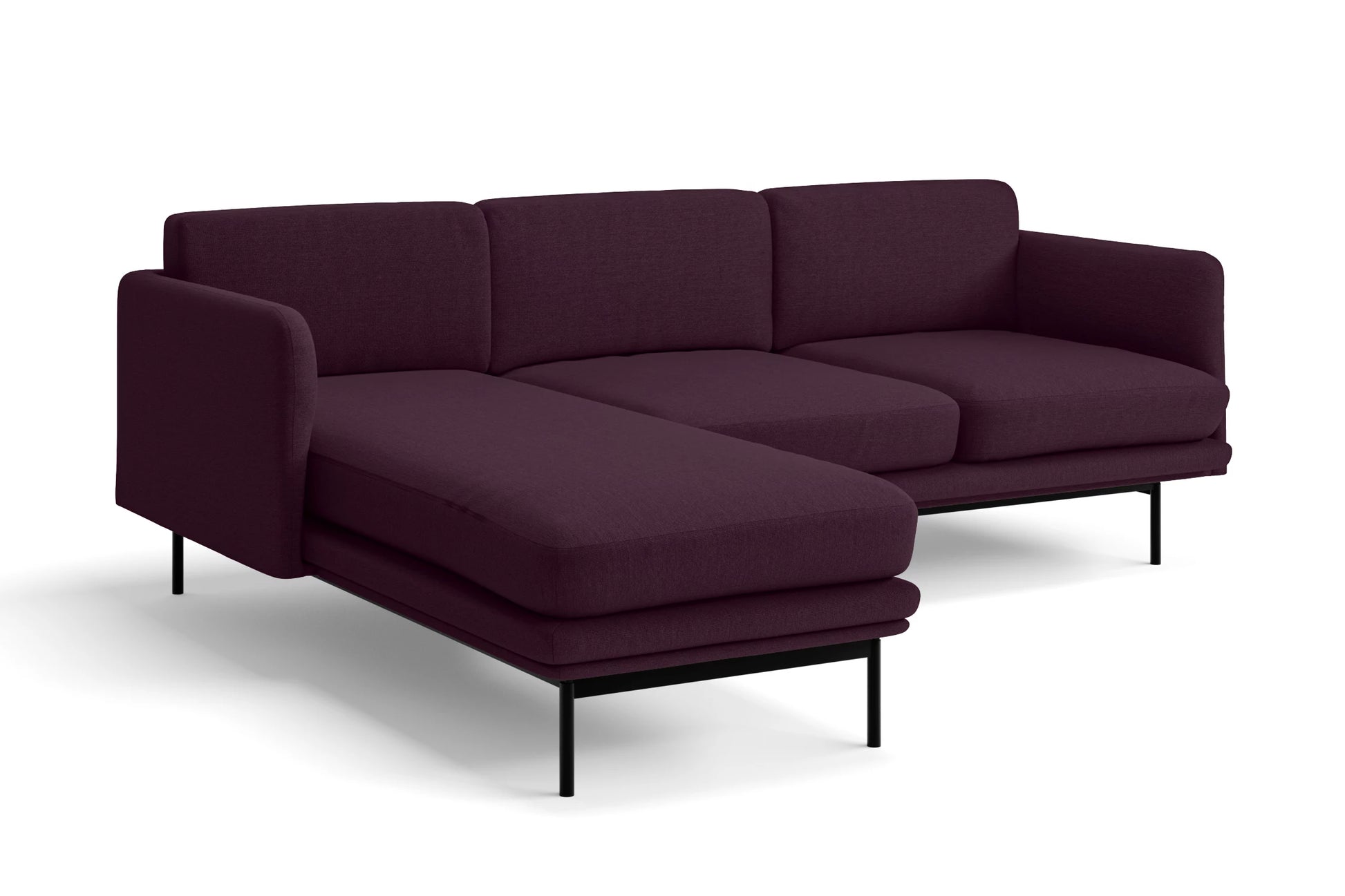 Ancona 3 Seater Left Hand Facing Chaise Lounge Corner Sofa Purple Linen Fabric