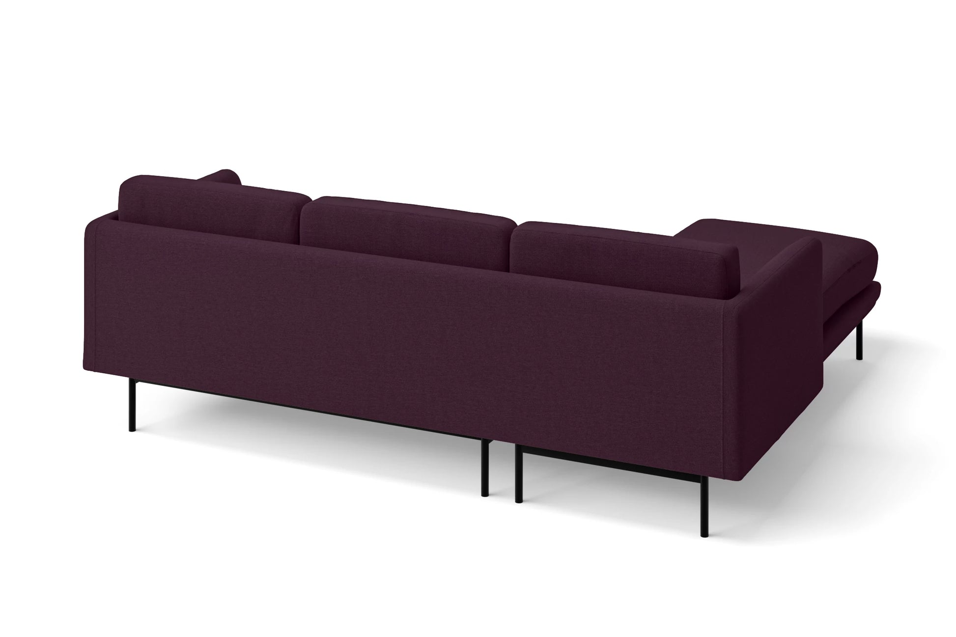 Ancona 3 Seater Left Hand Facing Chaise Lounge Corner Sofa Purple Linen Fabric