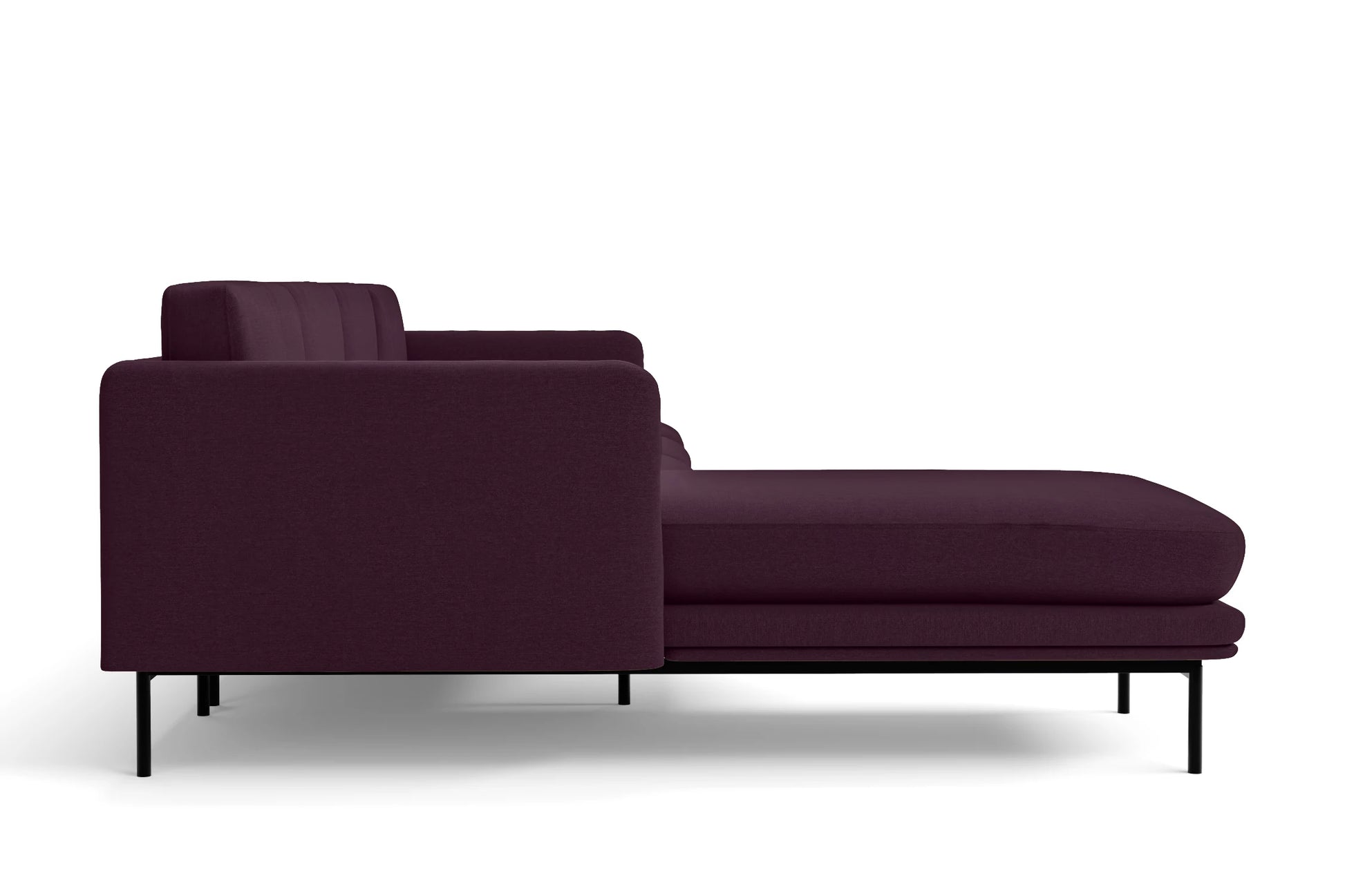 Ancona 3 Seater Left Hand Facing Chaise Lounge Corner Sofa Purple Linen Fabric