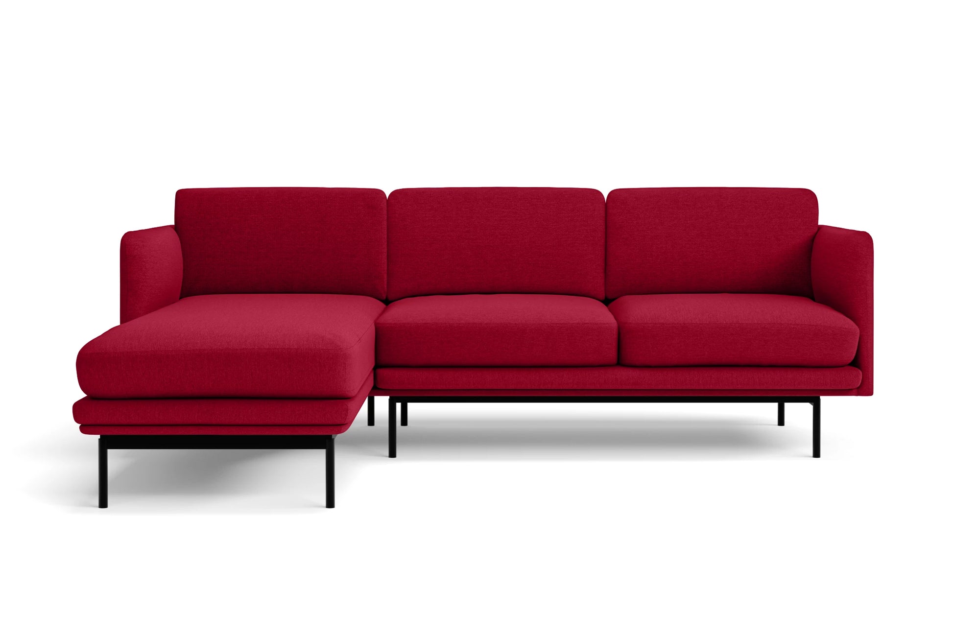 Ancona 3 Seater Left Hand Facing Chaise Lounge Corner Sofa Red Linen Fabric