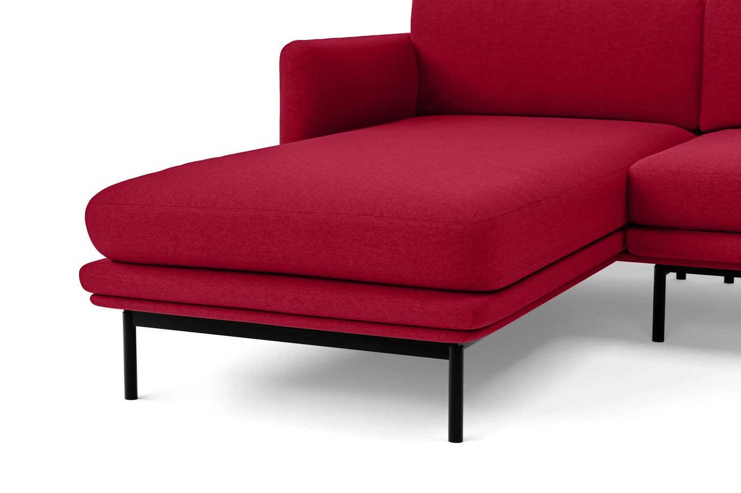 Ancona 3 Seater Left Hand Facing Chaise Lounge Corner Sofa Red Linen Fabric