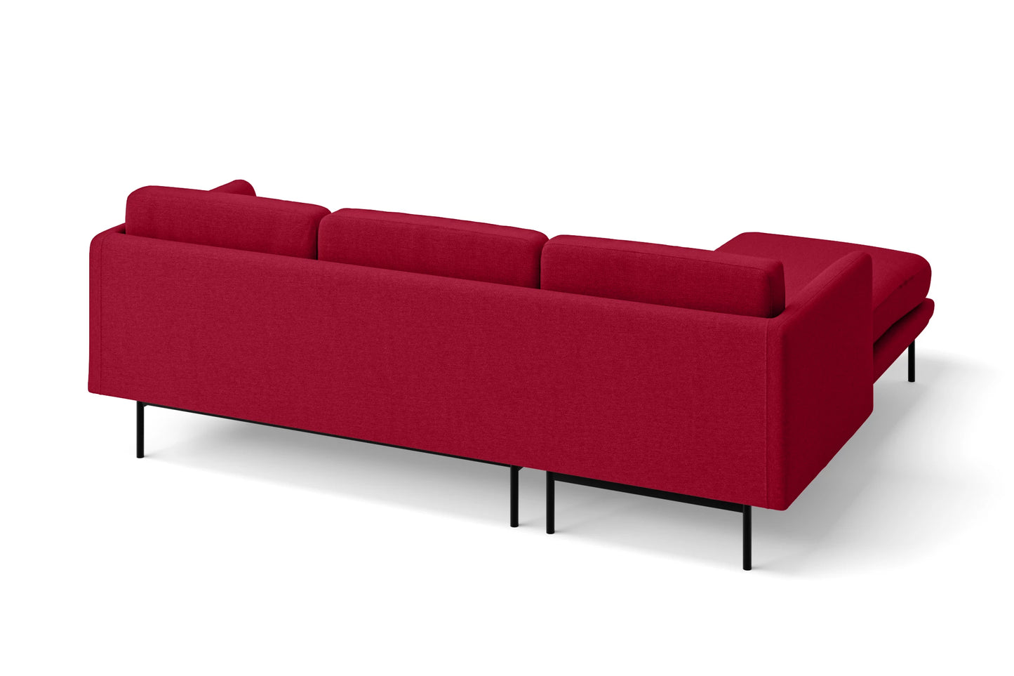 Ancona 3 Seater Left Hand Facing Chaise Lounge Corner Sofa Red Linen Fabric