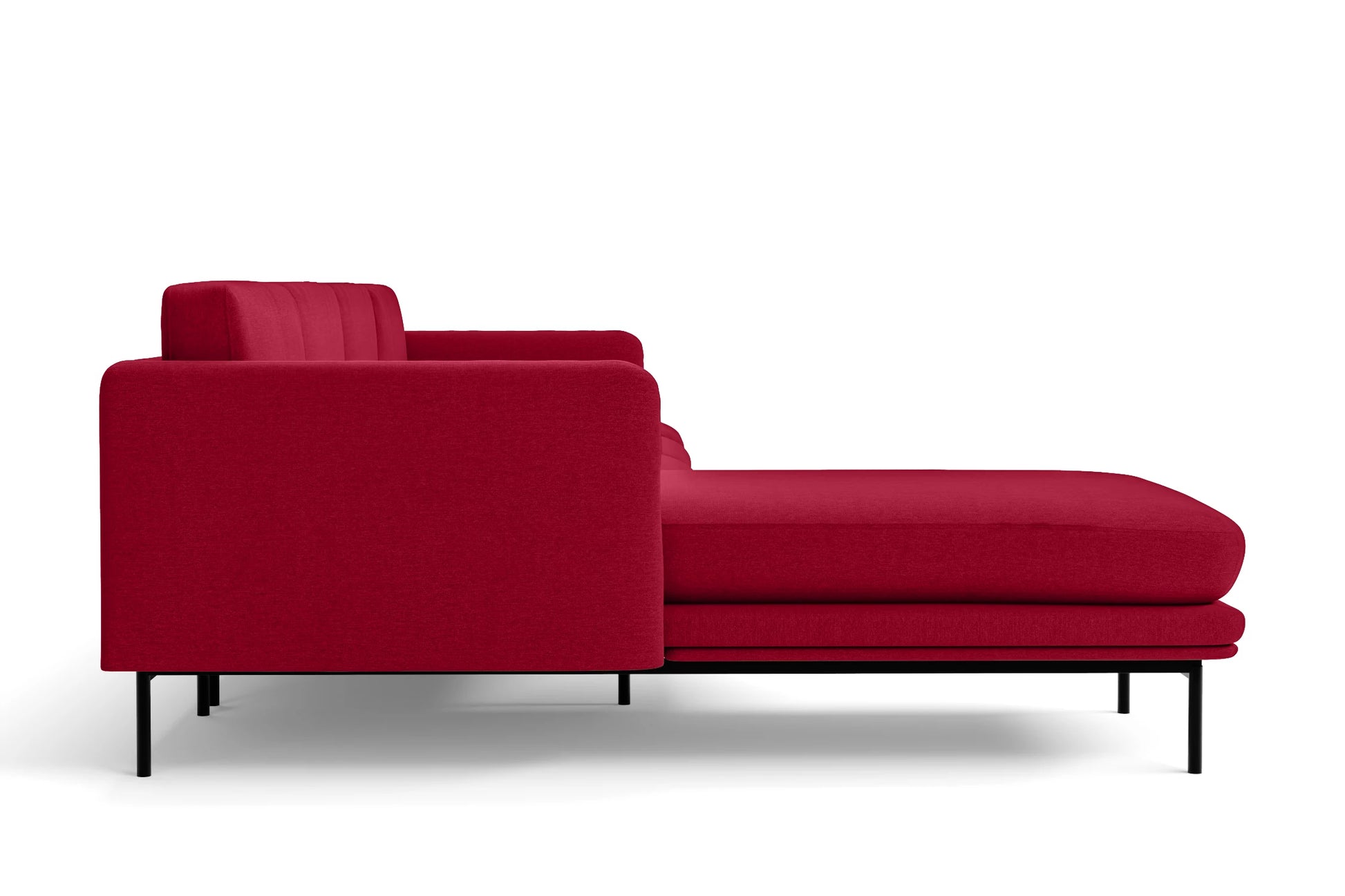 Ancona 3 Seater Left Hand Facing Chaise Lounge Corner Sofa Red Linen Fabric