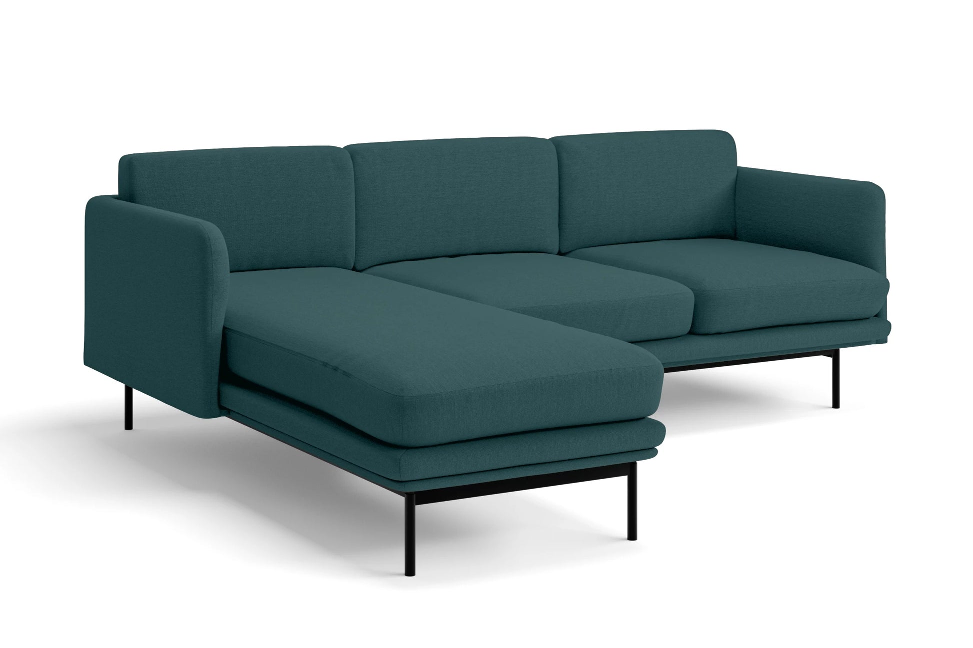 Ancona 3 Seater Left Hand Facing Chaise Lounge Corner Sofa Teal Linen Fabric