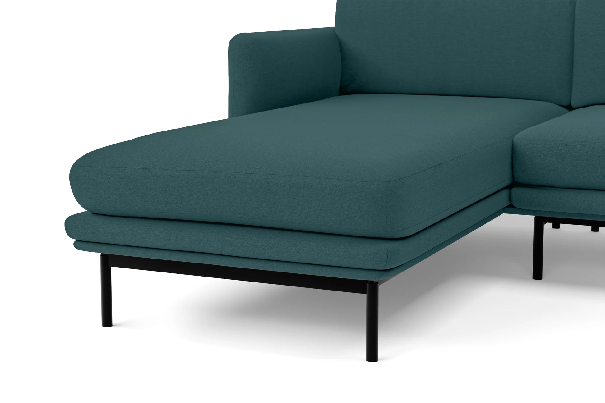 Ancona 3 Seater Left Hand Facing Chaise Lounge Corner Sofa Teal Linen Fabric