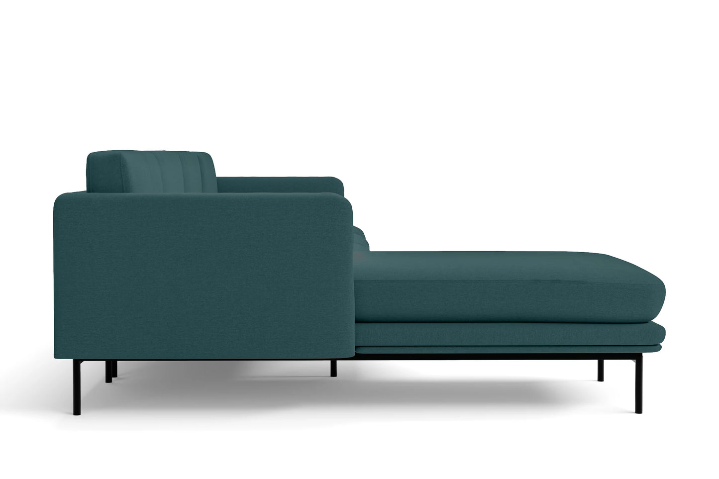 Ancona 3 Seater Left Hand Facing Chaise Lounge Corner Sofa Teal Linen Fabric