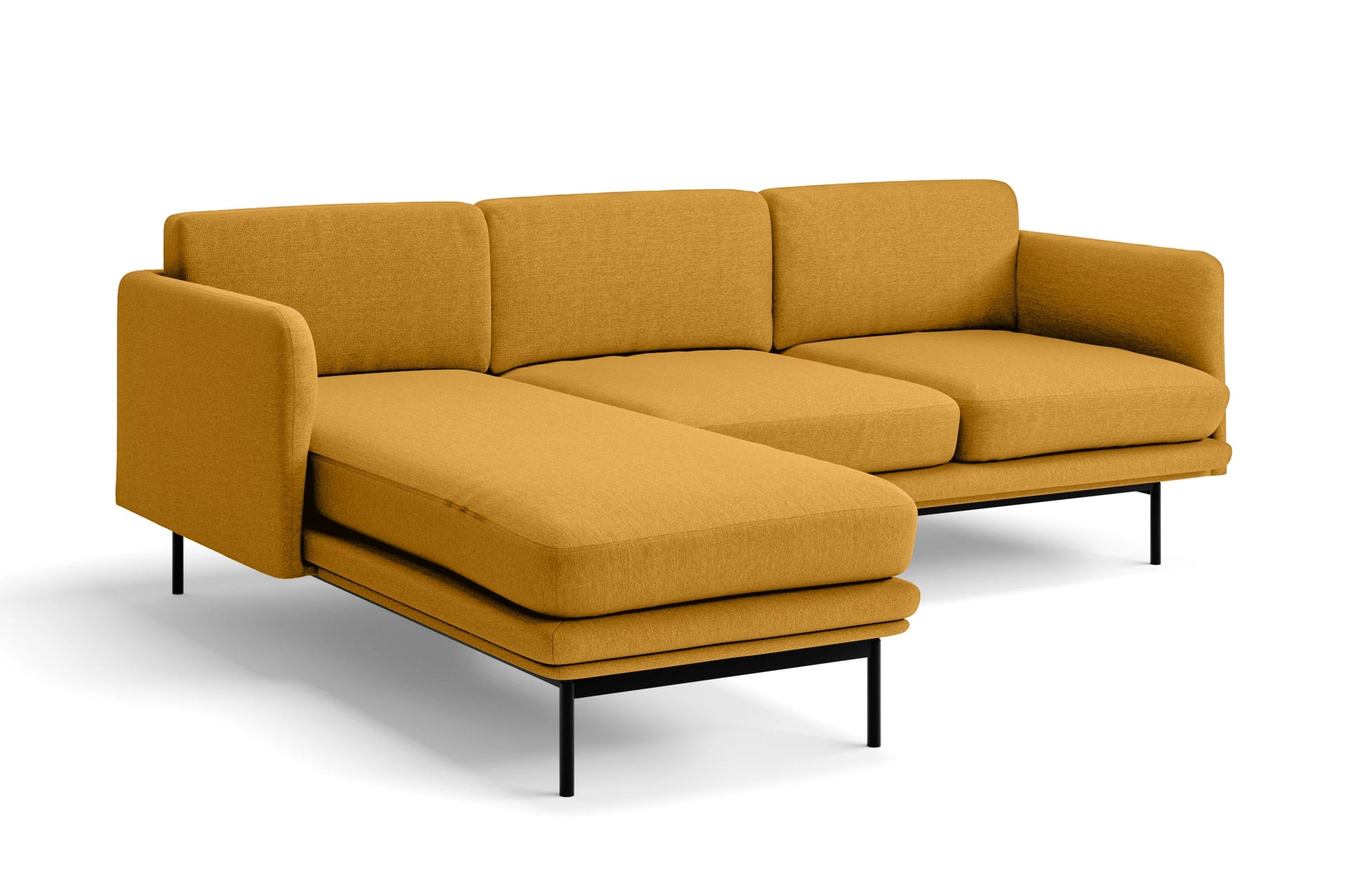 Ancona 3 Seater Left Hand Facing Chaise Lounge Corner Sofa Yellow Linen Fabric