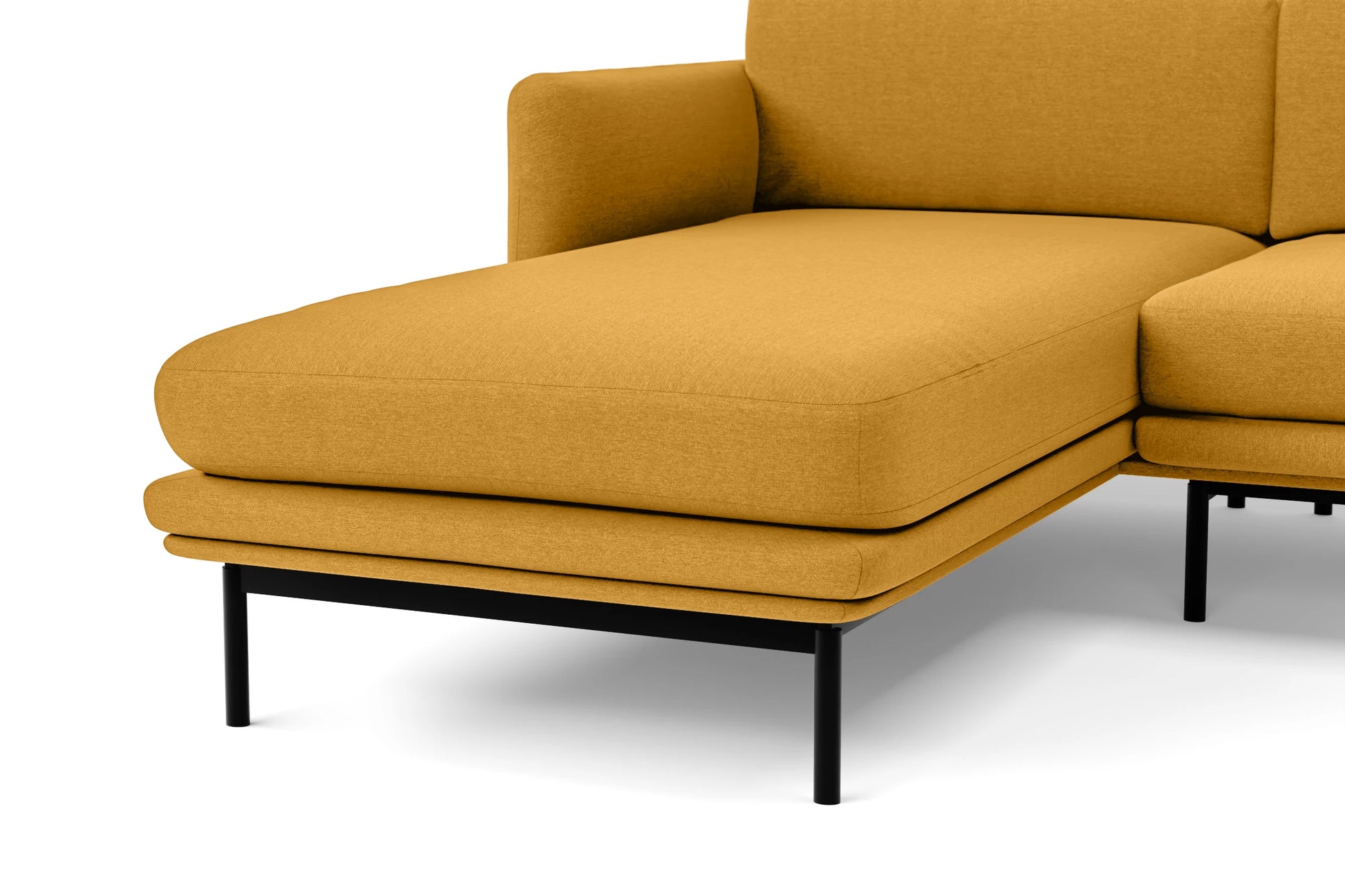 Ancona 3 Seater Left Hand Facing Chaise Lounge Corner Sofa Yellow Linen Fabric