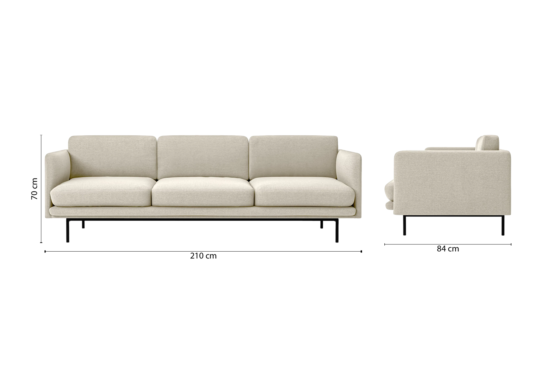 Ancona 3 Seater Sofa Cream Linen Fabric