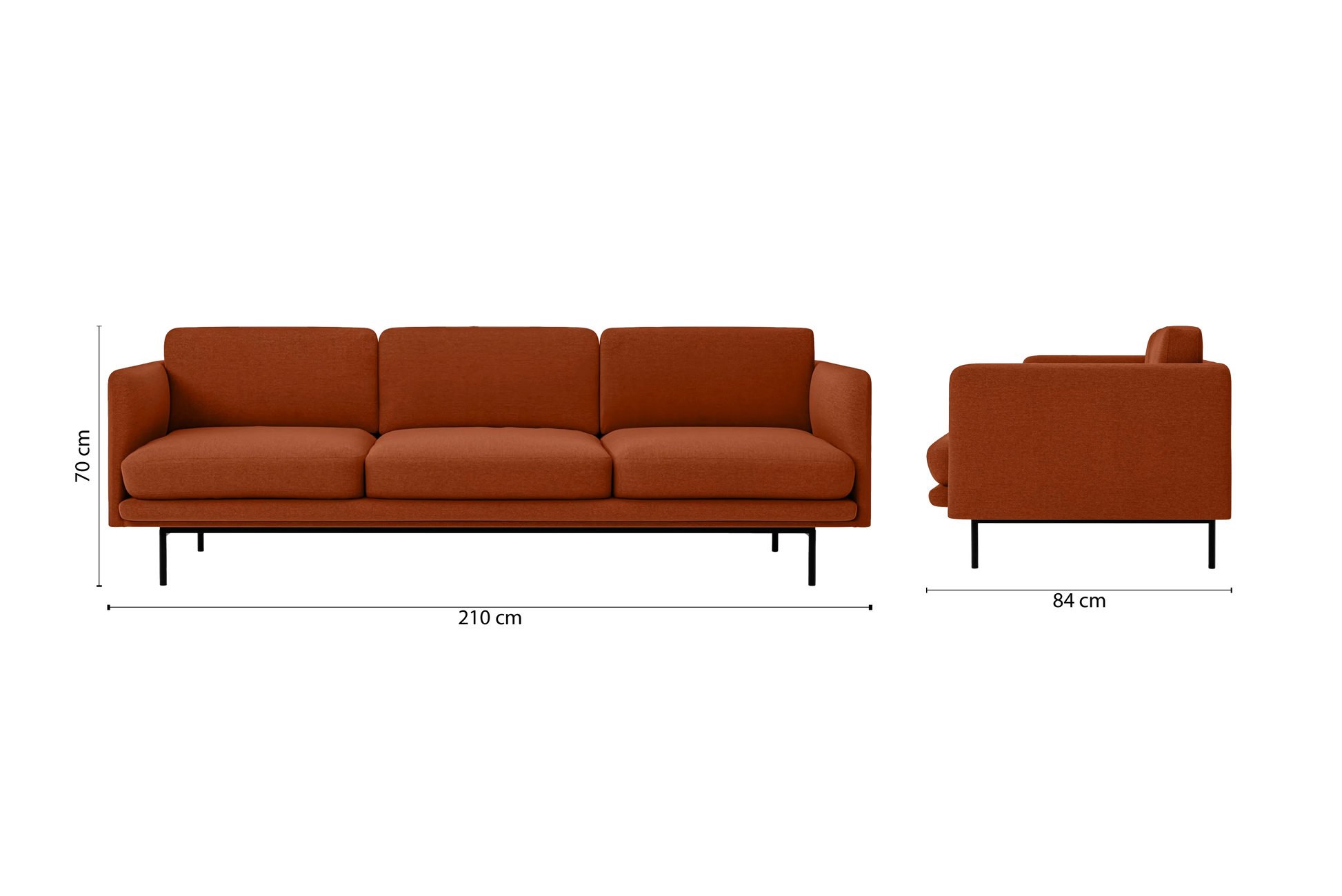 Ancona 3 Seater Sofa Orange Linen Fabric