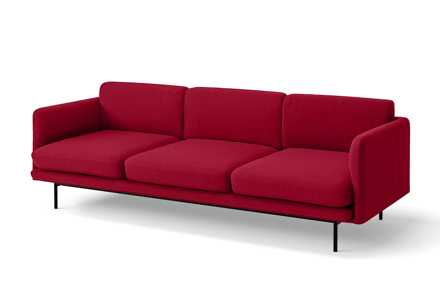 Ancona 3 Seater Sofa Red Linen Fabric