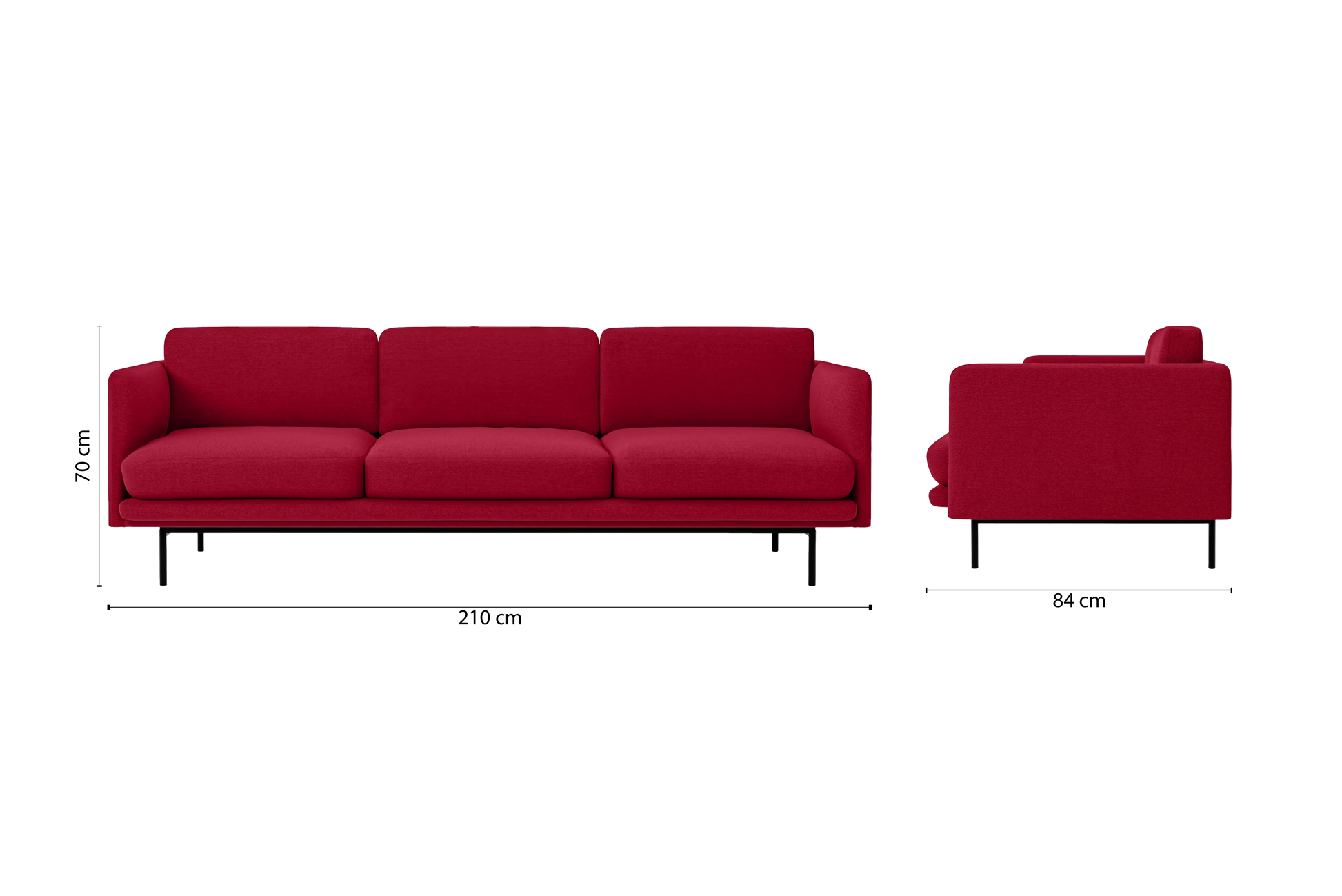 Ancona 3 Seater Sofa Red Linen Fabric