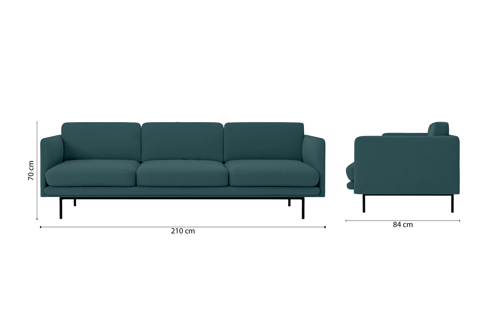 Ancona 3 Seater Sofa Teal Linen Fabric