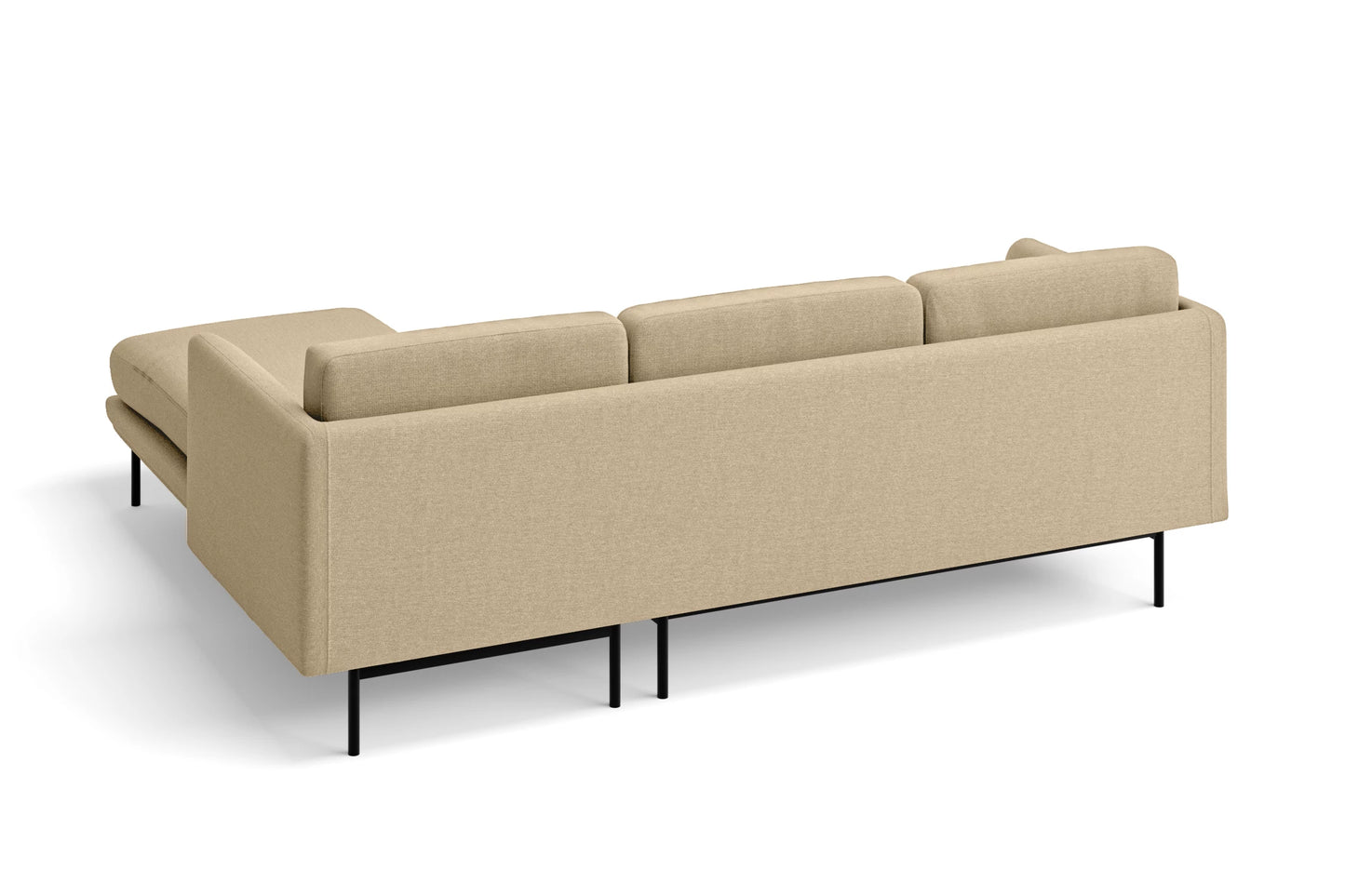 Ancona 3 Seater Right Hand Facing Chaise Lounge Corner Sofa Beige Linen Fabric