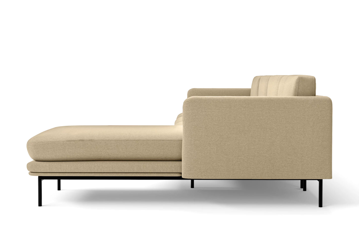 Ancona 3 Seater Right Hand Facing Chaise Lounge Corner Sofa Beige Linen Fabric