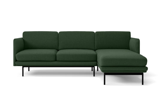 Ancona 3 Seater Right Hand Facing Chaise Lounge Corner Sofa Forest Green Linen Fabric