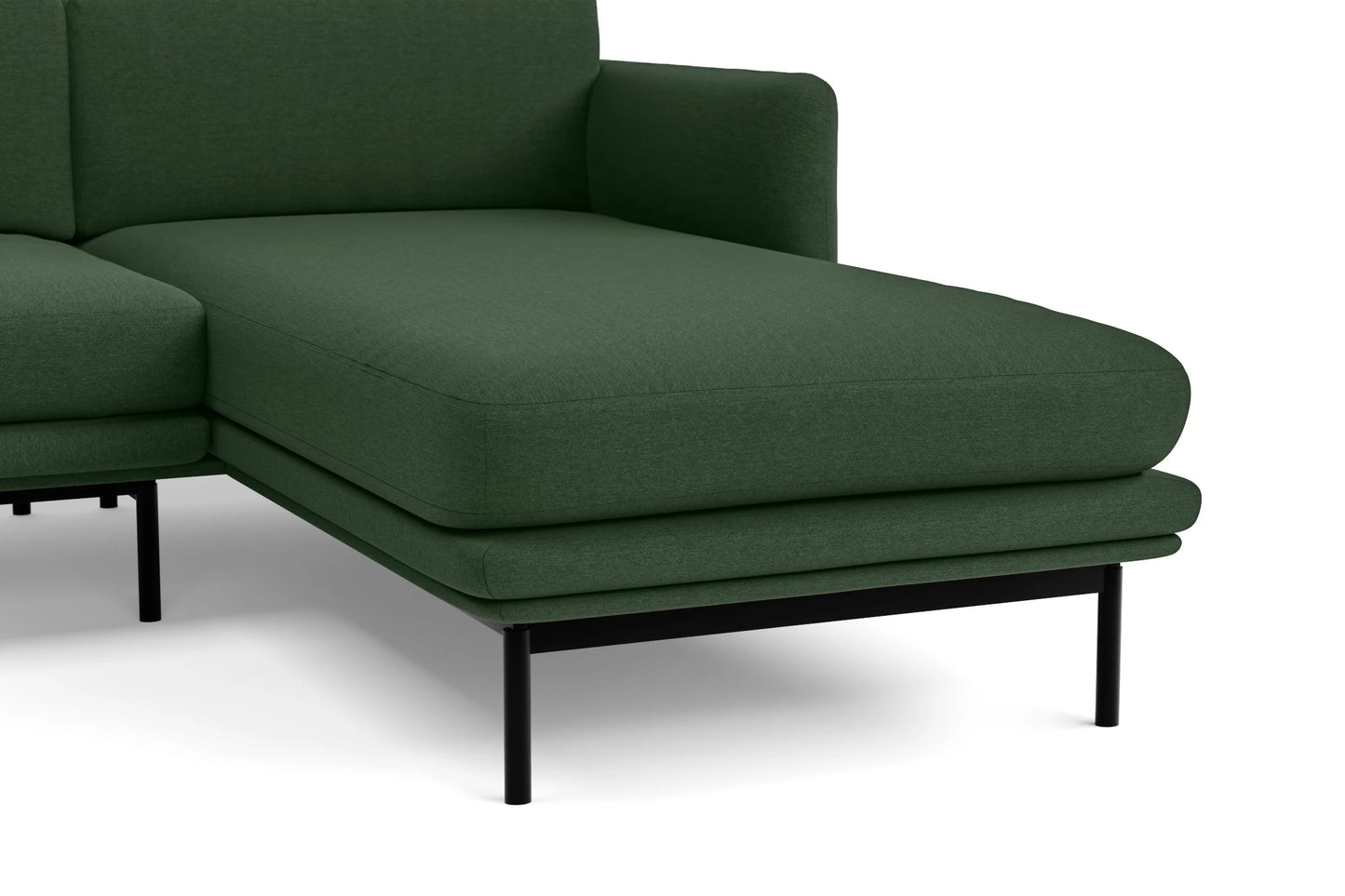 Ancona 3 Seater Right Hand Facing Chaise Lounge Corner Sofa Forest Green Linen Fabric