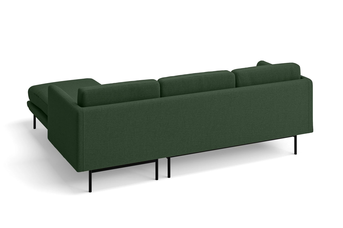 Ancona 3 Seater Right Hand Facing Chaise Lounge Corner Sofa Forest Green Linen Fabric