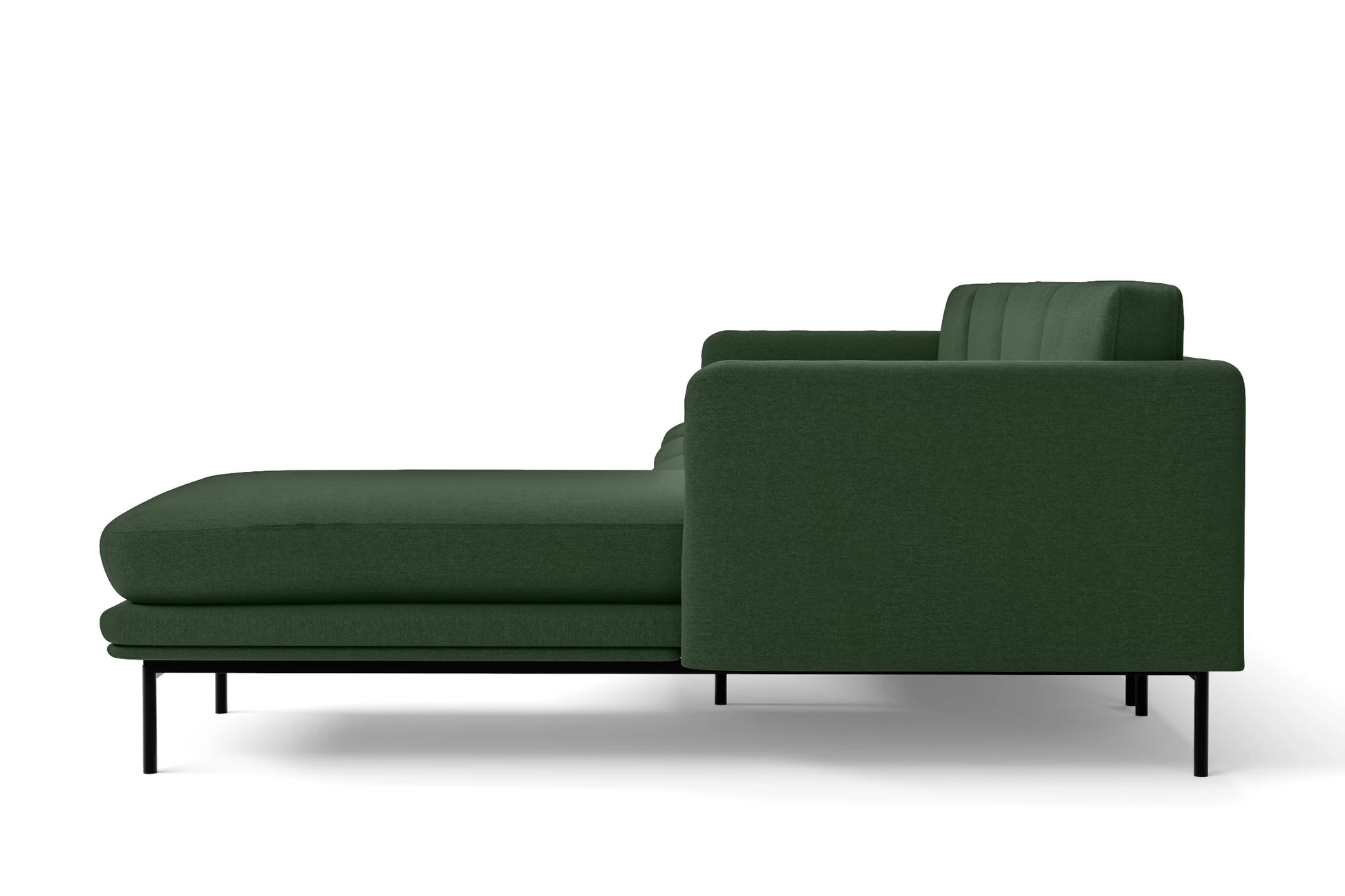 Ancona 3 Seater Right Hand Facing Chaise Lounge Corner Sofa Forest Green Linen Fabric