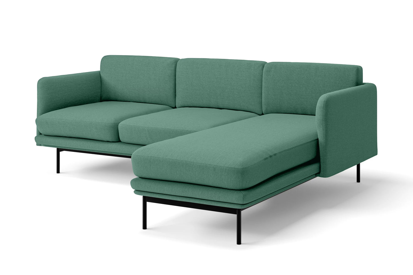 Ancona 3 Seater Right Hand Facing Chaise Lounge Corner Sofa Mint Green Linen Fabric