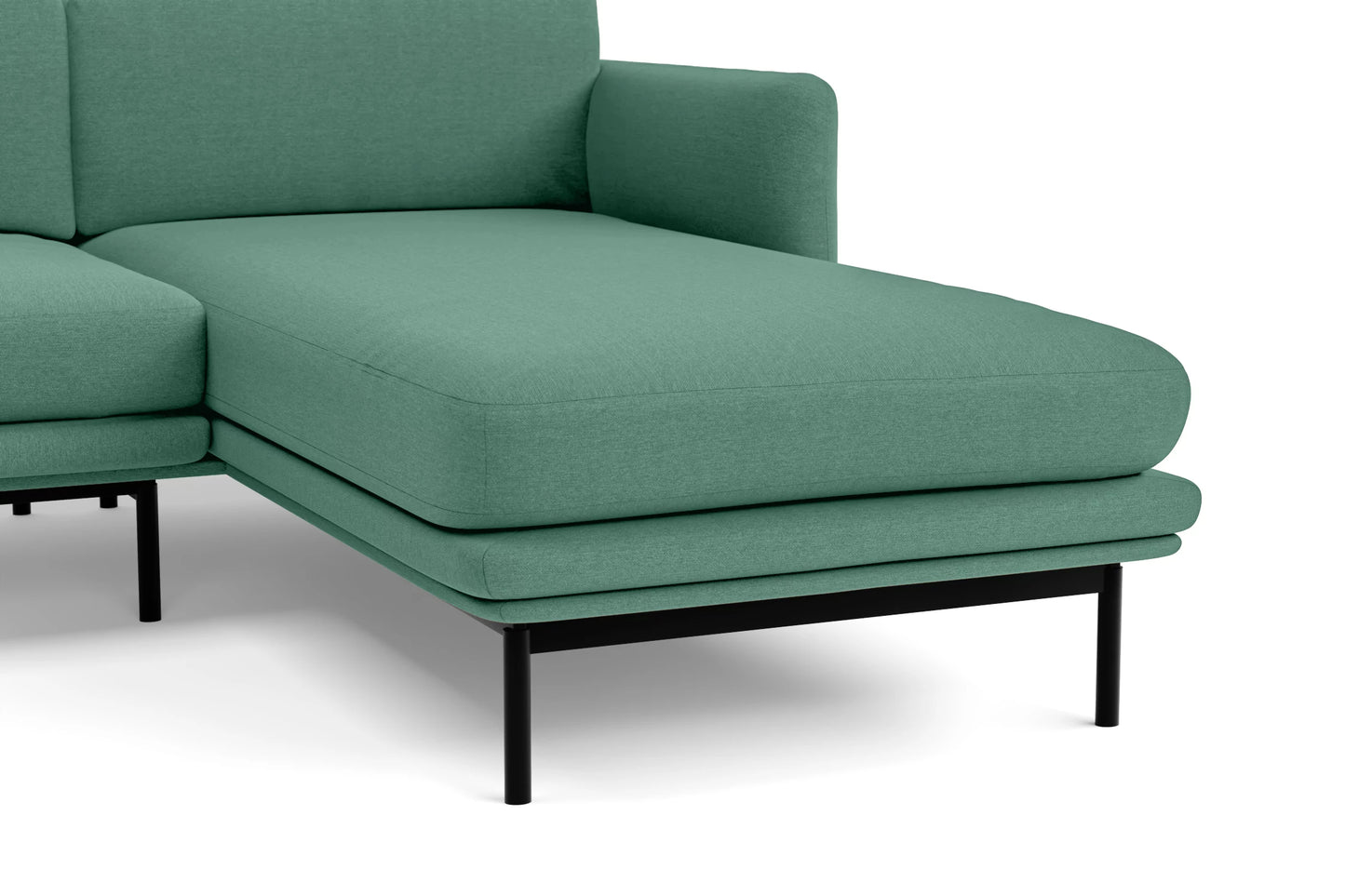 Ancona 3 Seater Right Hand Facing Chaise Lounge Corner Sofa Mint Green Linen Fabric